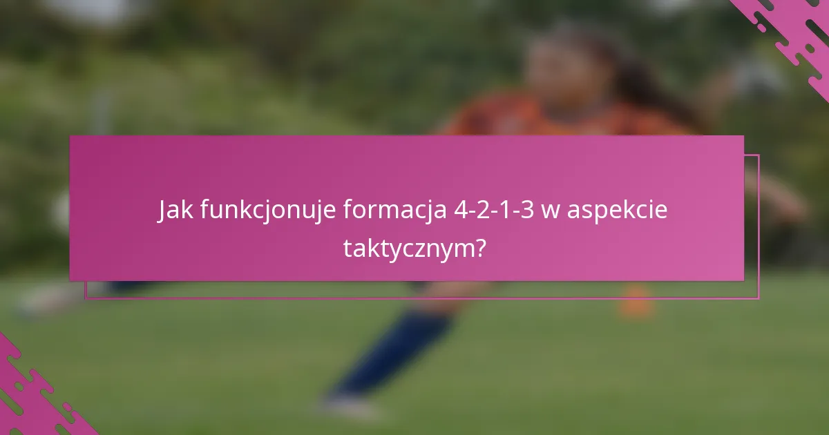 Jak funkcjonuje formacja 4-2-1-3 w aspekcie taktycznym?
