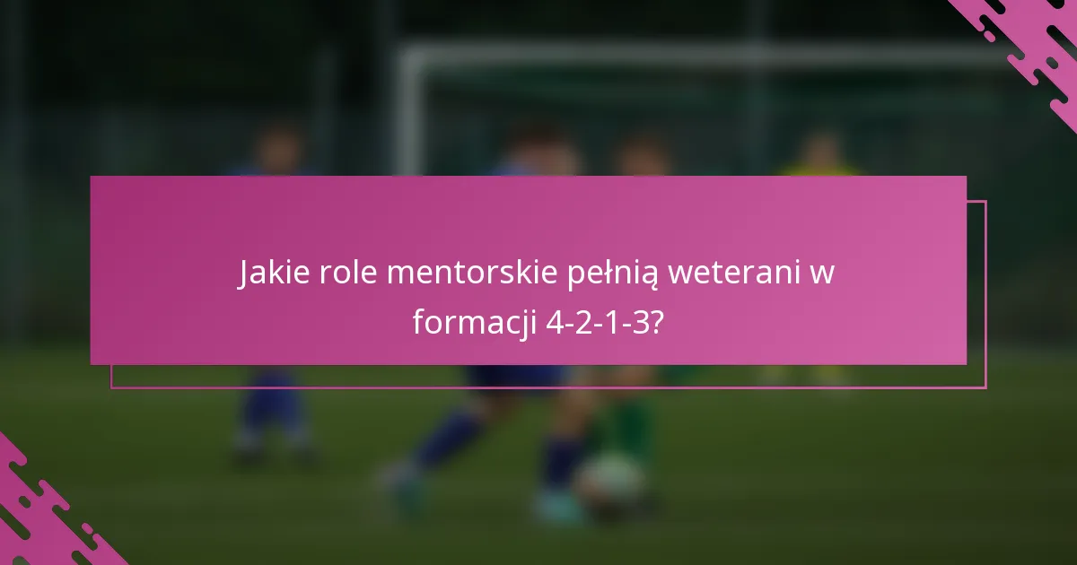 Jakie role mentorskie pełnią weterani w formacji 4-2-1-3?